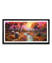 Nature Landscape Floating Frame Scenery Digital Print - 12x24 inch Modern Nature Wall Art for Living Room, Bedroom, Office, Hotels, Drawing Room