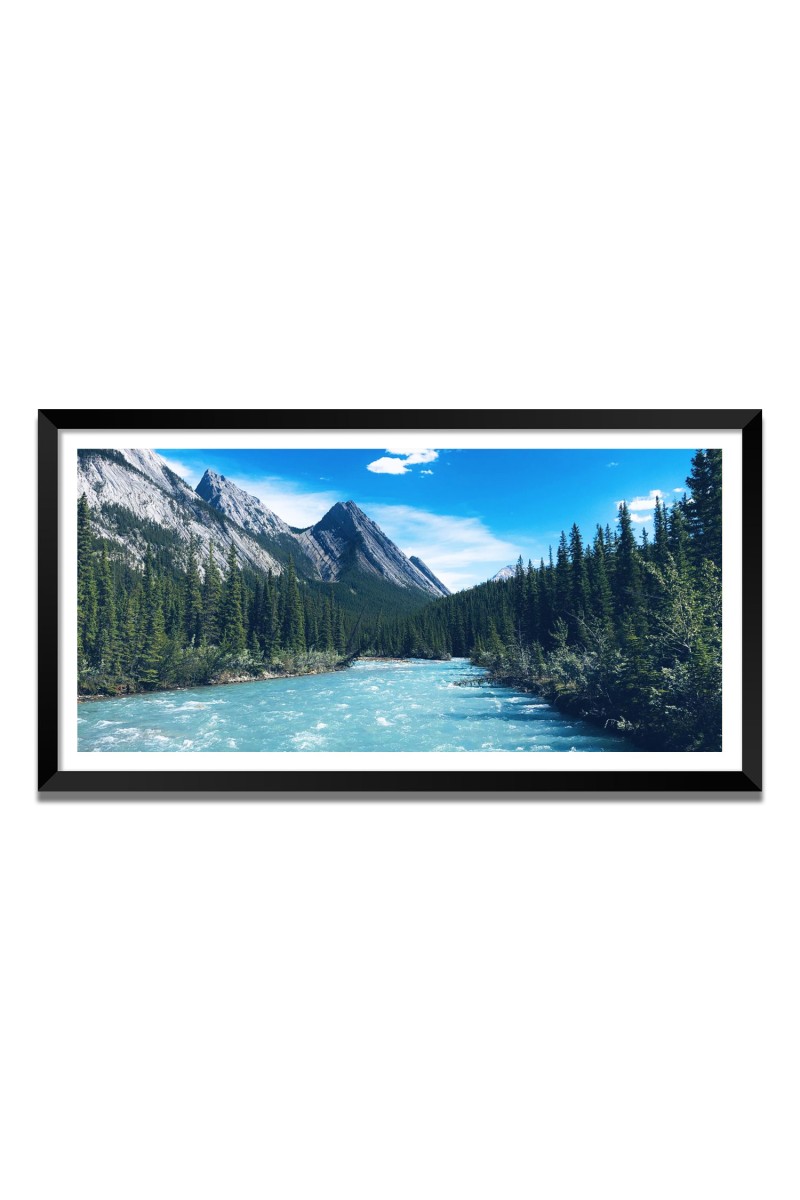 Nature Landscape Floating Frame Scenery Digital Print - 12x24 inch Modern Nature Wall Art for Living Room, Bedroom, Office, Hotels, Drawing Room