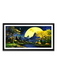 Nature Landscape Floating Frame Scenery Digital Print - 12x24 inch Modern Nature Wall Art for Living Room, Bedroom, Office, Hotels, Drawing Room