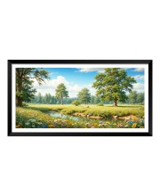 Nature Landscape Floating Frame Scenery Digital Print - 12x24 inch Modern Nature Wall Art for Living Room, Bedroom, Office, Hotels, Drawing Room