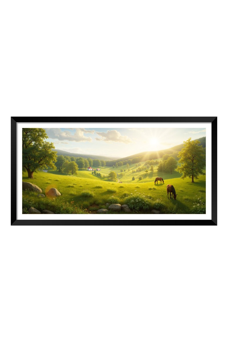 Nature Landscape Floating Frame Scenery Digital Print - 12x24 inch Modern Nature Wall Art for Living Room, Bedroom, Office, Hotels, Drawing Room