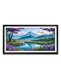 Nature Landscape Floating Frame Scenery Digital Print - 12x24 inch Modern Nature Wall Art for Living Room, Bedroom, Office, Hotels, Drawing Room