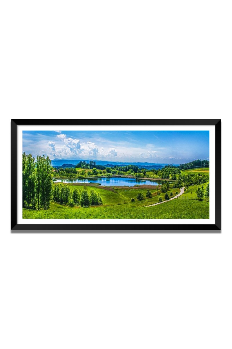 Nature Landscape Floating Frame Scenery Digital Print - 12x24 inch Modern Nature Wall Art for Living Room, Bedroom, Office, Hotels, Drawing Room