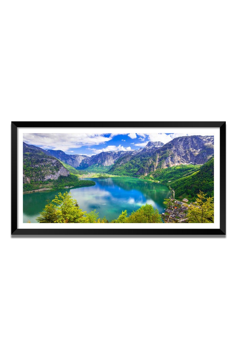 Nature Landscape Floating Frame Scenery Digital Print - 12x24 inch Modern Nature Wall Art for Living Room, Bedroom, Office, Hotels, Drawing Room