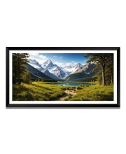Nature Landscape Floating Frame Scenery Digital Print - 12x24 inch Modern Nature Wall Art for Living Room, Bedroom, Office, Hotels, Drawing Room