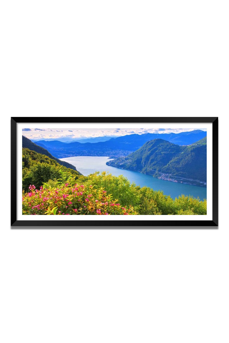 Nature Landscape Floating Frame Scenery Digital Print - 12x24 inch Modern Nature Wall Art for Living Room, Bedroom, Office, Hotels, Drawing Room