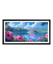 Nature Landscape Floating Frame Scenery Digital Print - 12x24 inch Modern Nature Wall Art for Living Room, Bedroom, Office, Hotels, Drawing Room