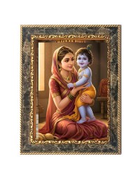 Yashoda Maiya And Gopal Krishna Digital Print Photo 6.7x8.7 inches  (I24) - Vibrant Religious Wall Art for Home or Office Decor.