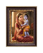 Yashoda Maiya And Gopal Krishna Digital Print Photo 6.7x8.7 inches  (I24) - Vibrant Religious Wall Art for Home or Office Decor.