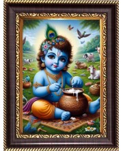 Little Krishna Digital Print Photo 6.7x8.7 inches  (I24) - Vibrant Religious Wall Art for Home or Office Decor.