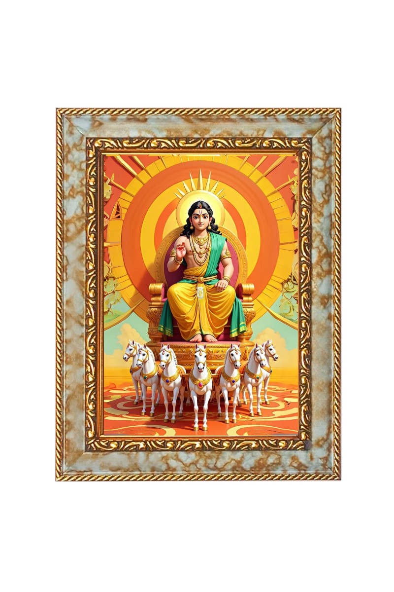 Lord surya Digital Print Photo 6.7x8.7 inches  (I24) - Vibrant Religious Wall Art for Home or Office Decor.