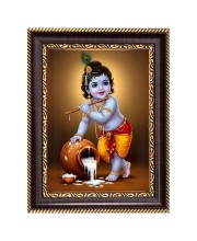 Lord Baby Krishna Digital Print Photo 6.7x8.7 inches  (I24) - Vibrant Religious Wall Art for Home or Office Decor.