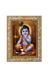 Lord Baby Krishna Digital Print Photo 6.7x8.7 inches  (I24) - Vibrant Religious Wall Art for Home or Office Decor.