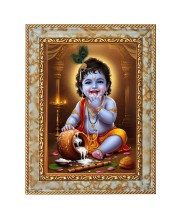 Lord Baby Krishna Digital Print Photo 6.7x8.7 inches  (I24) - Vibrant Religious Wall Art for Home or Office Decor.
