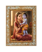 Maa Yashoda Shri Krishna Digital Print Photo 6.7x8.7 inches  (I24) - Vibrant Religious Wall Art for Home or Office Decor.
