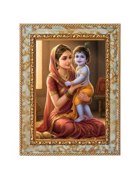 Maa Yashoda Shri Krishna Digital Print Photo 6.7x8.7 inches  (I24) - Vibrant Religious Wall Art for Home or Office Decor.