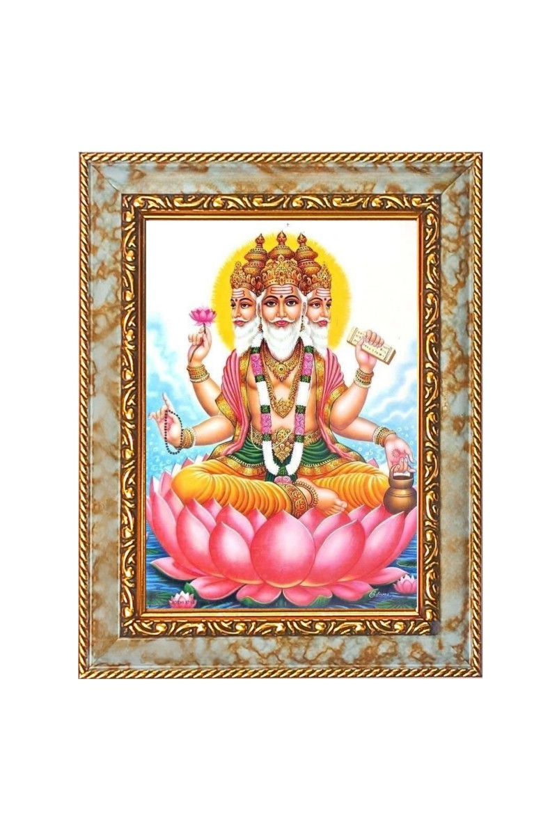 Lord Brahma Digital Print Photo 6.7x8.7 inches  (I24) - Vibrant Religious Wall Art for Home or Office Decor.