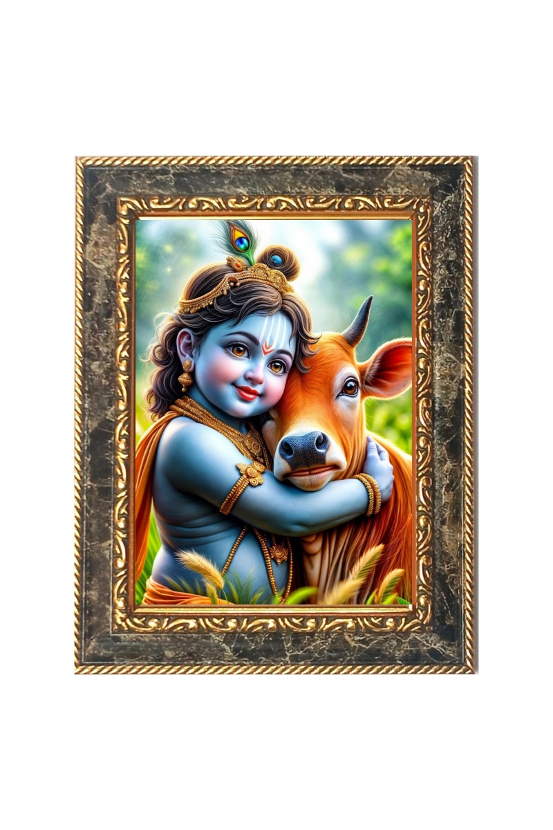 Little Krishna Digital Print Photo 6.7x8.7 inches  (I24) - Vibrant Religious Wall Art for Home or Office Decor.