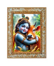 Little Krishna Digital Print Photo 6.7x8.7 inches  (I24) - Vibrant Religious Wall Art for Home or Office Decor.