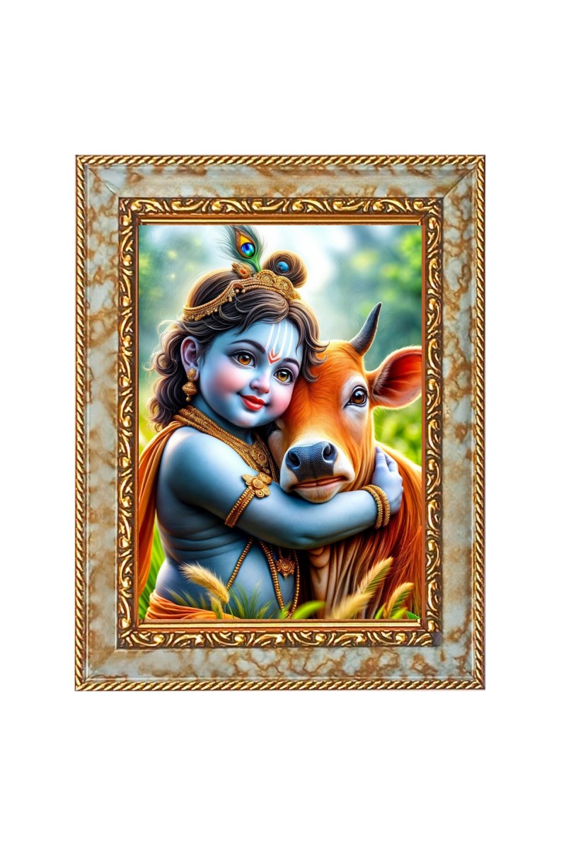 Little Krishna Digital Print Photo 6.7x8.7 inches  (I24) - Vibrant Religious Wall Art for Home or Office Decor.