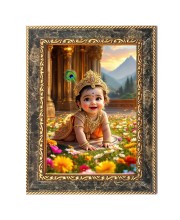 Baby Krishna Digital Print Photo 6.7x8.7 inches  (I24) - Vibrant Religious Wall Art for Home or Office Decor.