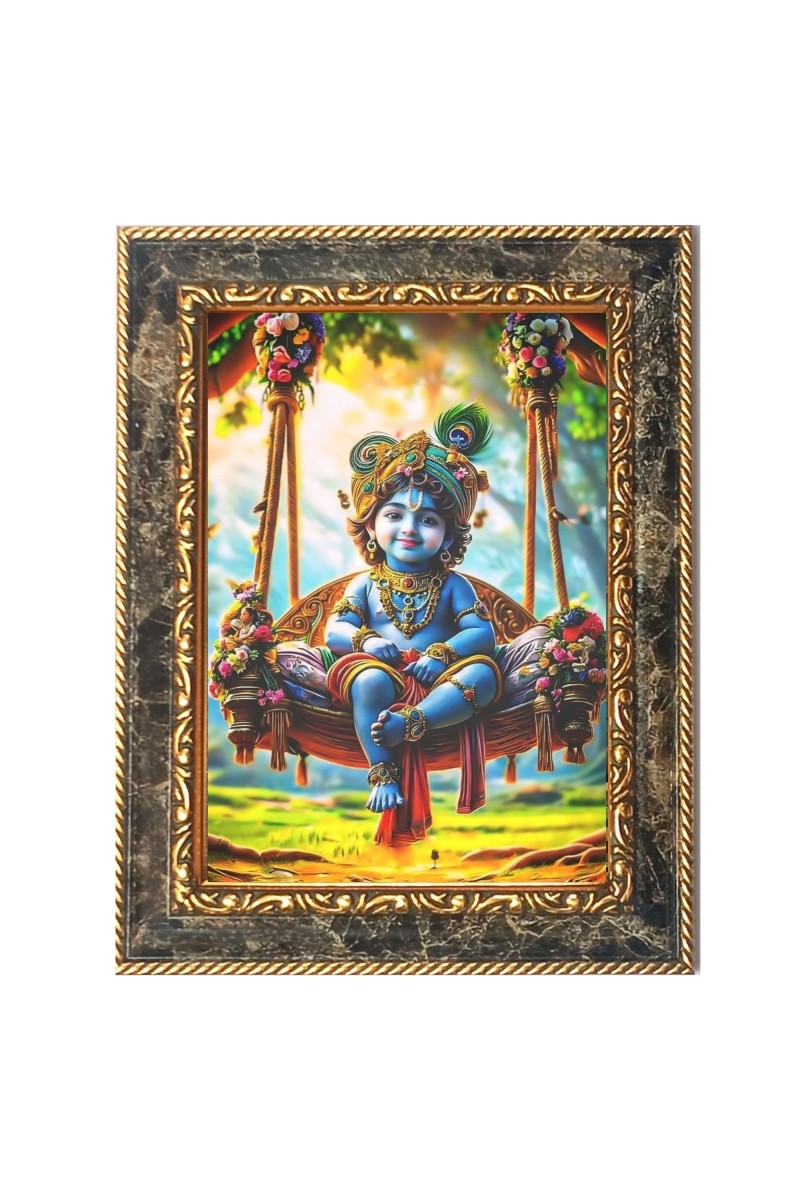 Little Krishna Digital Print Photo 6.7x8.7 inches  (I24) - Vibrant Religious Wall Art for Home or Office Decor.