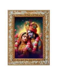 Shree Radha Krishna Digital Print Photo 6.7x8.7 inches  (I24) - Vibrant Religious Wall Art for Home or Office Decor.