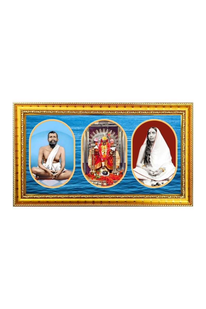 Shree ram krishna, maa kaali, shree sharada maa Photo Frame - 8x14 Inch Brown Wooden Frame | Hindu Gods Wall Decor for Home & Office