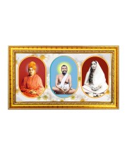 Swami,Raam krishna, maa sharada Photo Frame - 8x14 Inch Brown Wooden Frame | Hindu Gods Wall Decor for Home & Office