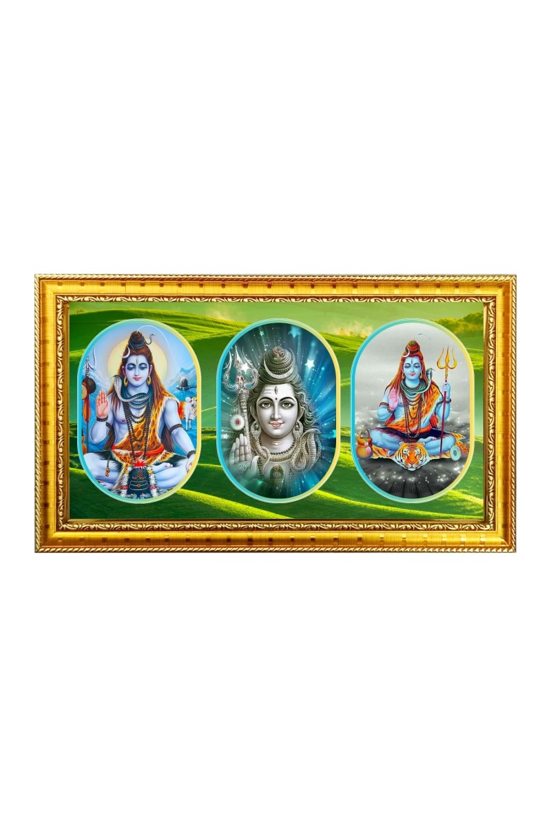 Lord shiva ji Photo Frame - 8x14 Inch Brown Wooden Frame | Hindu Gods Wall Decor for Home & Office