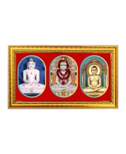 Tirthankara Photo Frame - 8x14 Inch Brown Wooden Frame | Hindu Gods Wall Decor for Home & Office