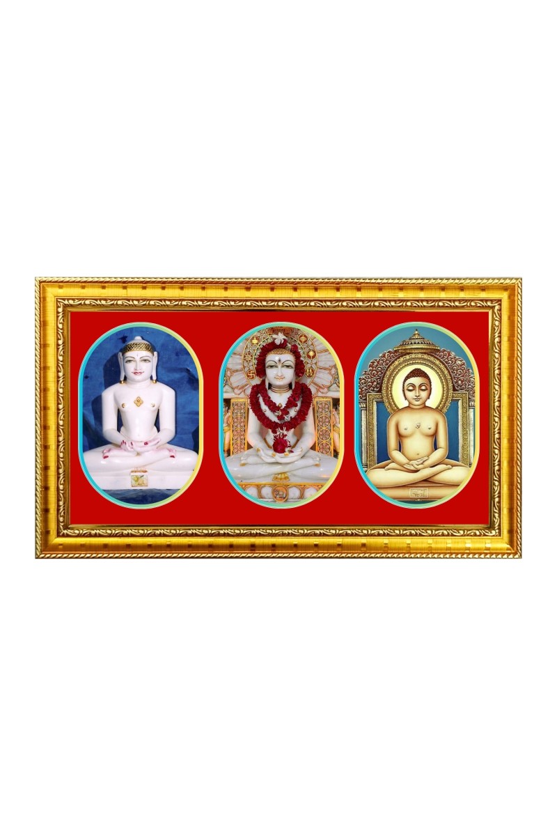 Tirthankara Photo Frame - 8x14 Inch Brown Wooden Frame | Hindu Gods Wall Decor for Home & Office