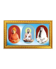 Swami,Raam krishna, maa sharada Photo Frame - 8x14 Inch Brown Wooden Frame | Hindu Gods Wall Decor for Home & Office