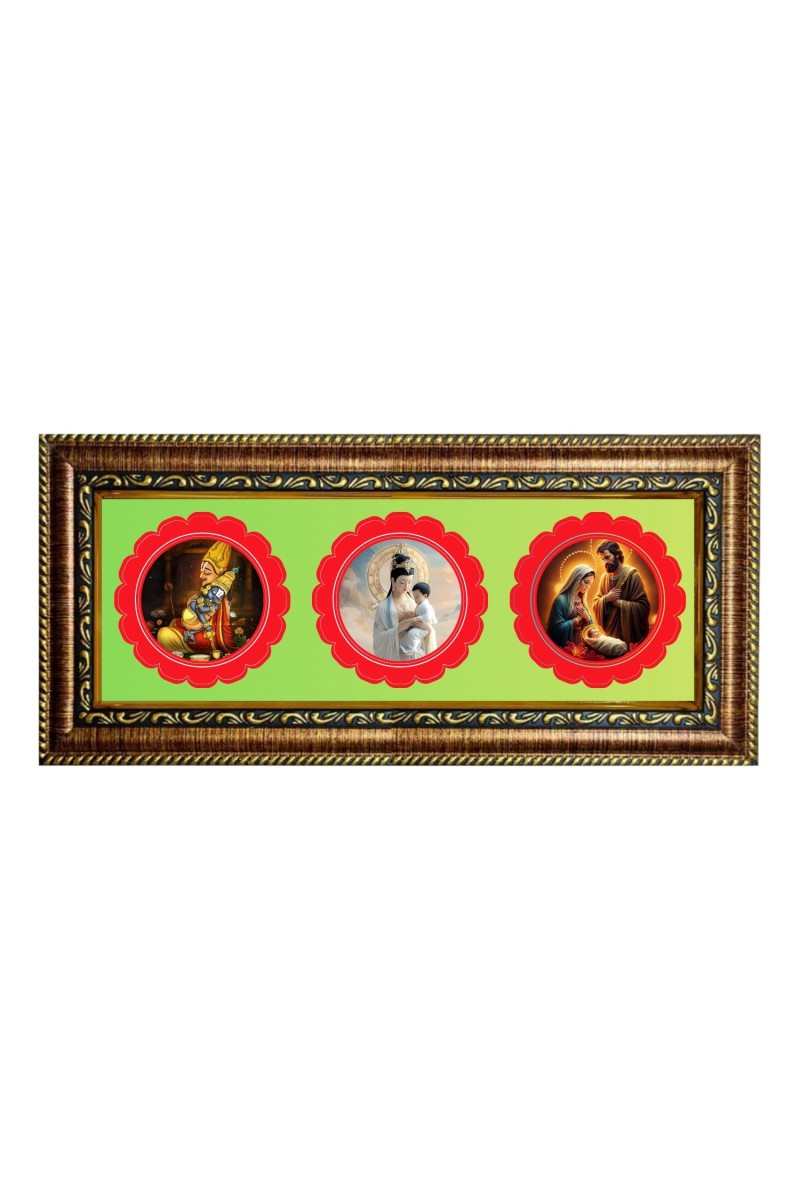 Lord tirupati, buddha, jesus Photo Frame - 8x14 Inch Brown Wooden Frame | Hindu Gods Wall Decor for Home & Office