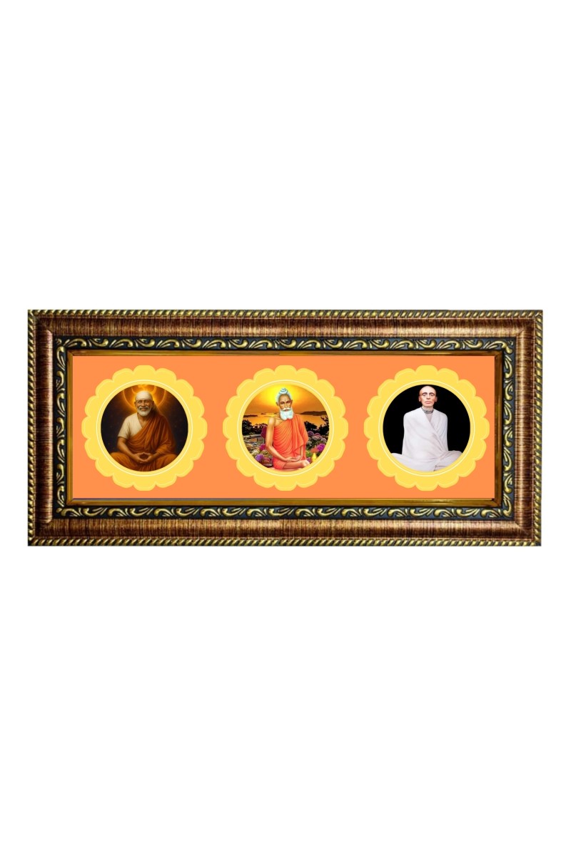 Lord sai baba, lokenath, guru baba  Photo Frame - 8x14 Inch Brown Wooden Frame | Hindu Gods Wall Decor for Home & Office