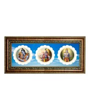 Lord shiv krishna raam Photo Frame - 8x14 Inch Brown Wooden Frame | Hindu Gods Wall Decor for Home & Office