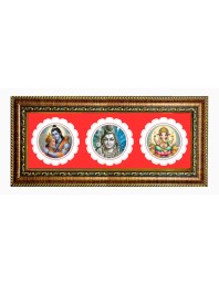 Lord shiv, ganesh Photo Frame - 8x14 Inch Brown Wooden Frame | Hindu Gods Wall Decor for Home & Office