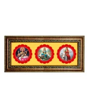 Maa saraswati Photo Frame - 8x14 Inch Brown Wooden Frame | Hindu Gods Wall Decor for Home & Office