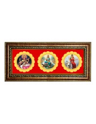 Maa saraswati Photo Frame - 8x14 Inch Brown Wooden Frame | Hindu Gods Wall Decor for Home & Office