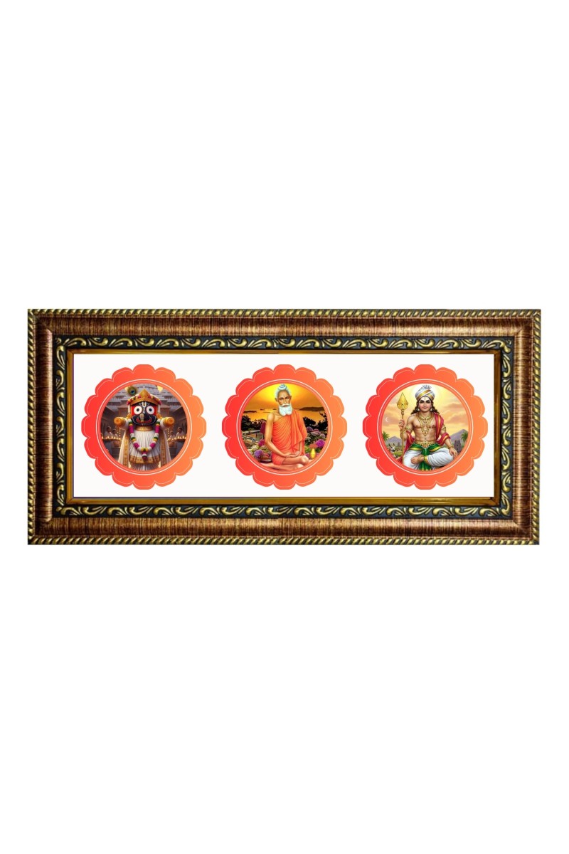 Lord jagannath, lokenath, vishnu Photo Frame - 8x14 Inch Brown Wooden Frame | Hindu Gods Wall Decor for Home & Office