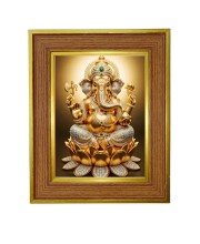 Lord ganesh Photo Frame  10x14 Inches-Brown Wooden Frame for Home , Office & Temple Decoration and Gifting