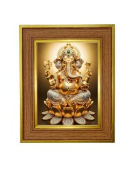 Lord ganesh Photo Frame  10x14 Inches-Brown Wooden Frame for Home , Office & Temple Decoration and Gifting