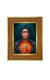 Lord hanuman Photo Frame  10x14 Inches-Brown Wooden Frame for Home , Office & Temple Decoration and Gifting