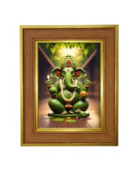 Lord ganesh Photo Frame  10x14 Inches-Brown Wooden Frame for Home , Office & Temple Decoration and Gifting