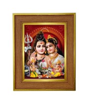 Parvati mahadev Photo Frame  10x14 Inches-Brown Wooden Frame for Home , Office & Temple Decoration and Gifting