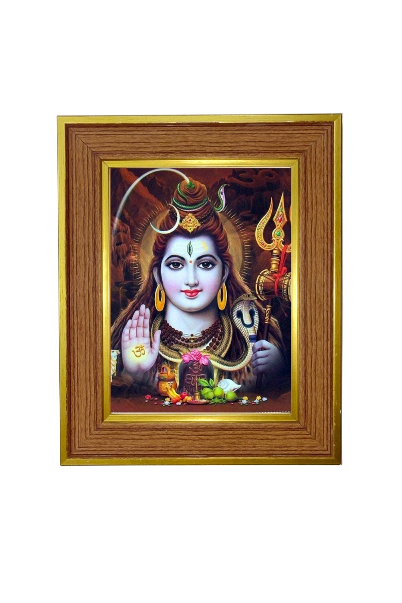 Lord shiva Photo Frame  10x14 Inches-Brown Wooden Frame for Home , Office & Temple Decoration and Gifting