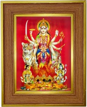 Maa durga Photo Frame  10x14 Inches-Brown Wooden Frame for Home , Office & Temple Decoration and Gifting