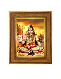 Bholenath baba Photo Frame  10x14 Inches-Brown Wooden Frame for Home , Office & Temple Decoration and Gifting