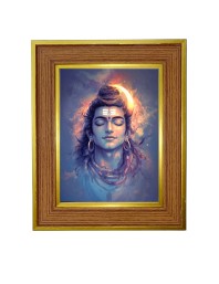 Lord shiva Photo Frame  10x14 Inches-Brown Wooden Frame for Home , Office & Temple Decoration and Gifting