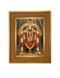 Lord Venkateswara Photo Frame  10x14 Inches-Brown Wooden Frame for Home , Office & Temple Decoration and Gifting